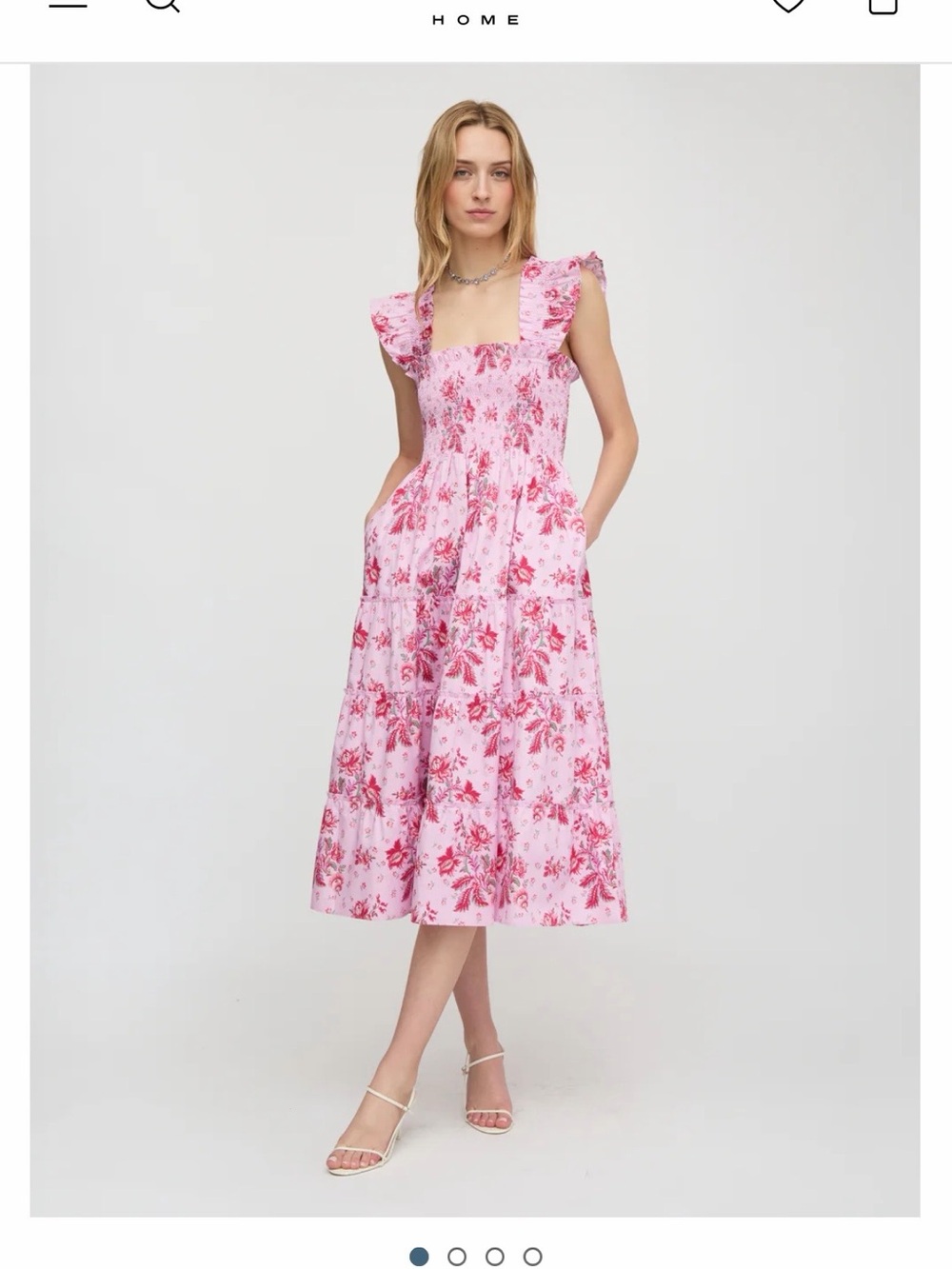 Hill House - The Ellie Nap Dress - Pink Floral Block Stripe Size L - Picture 3 of 5